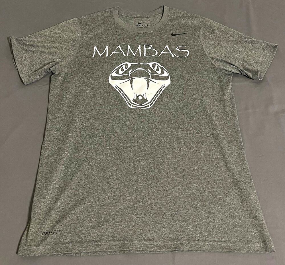 Nike Dri-FIT Mens M Heather Gray Mambas Snake Graphic Tee #6 Basketball